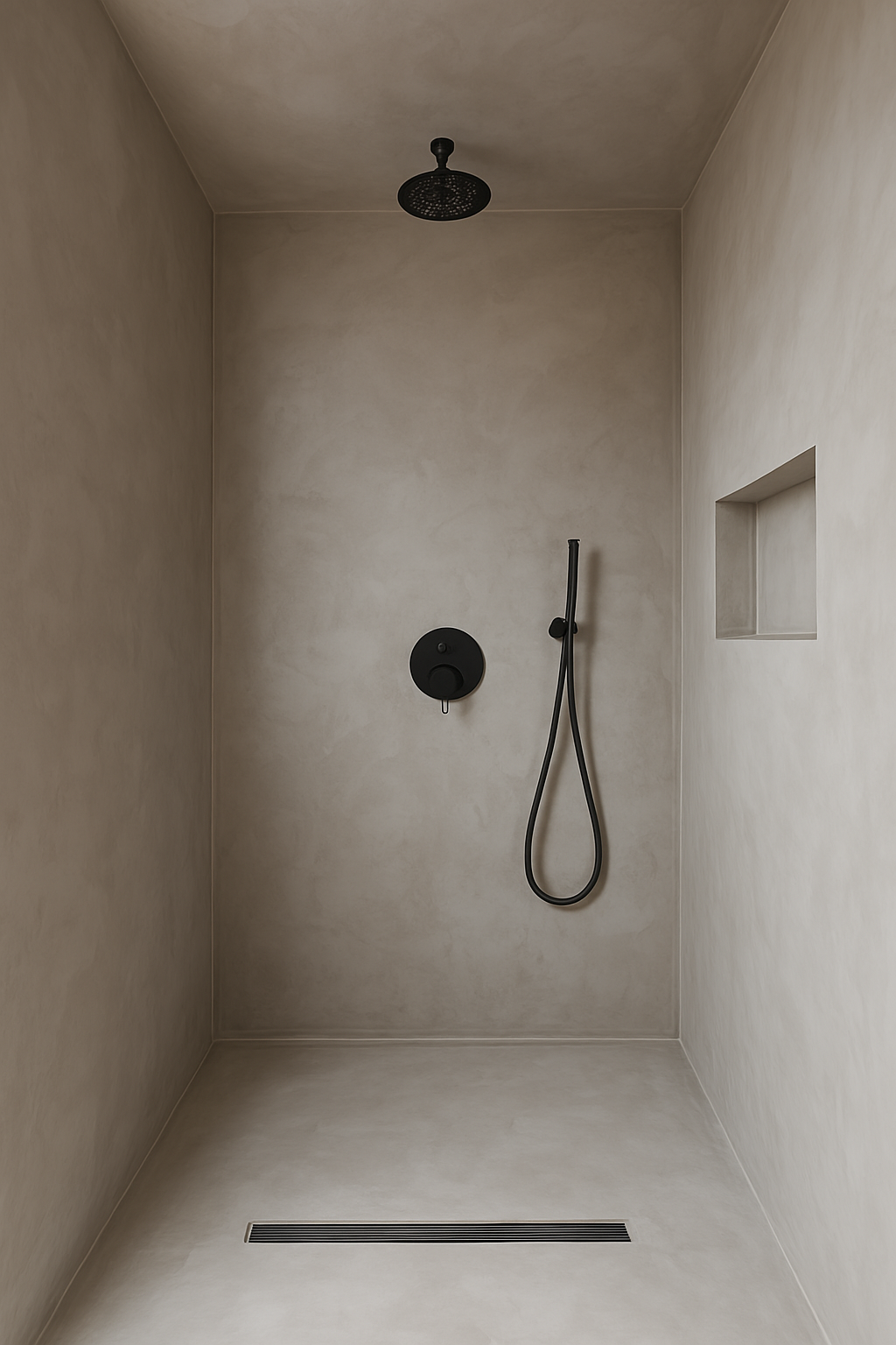 Seamless microcement shower — California Wall Design Los Angeles