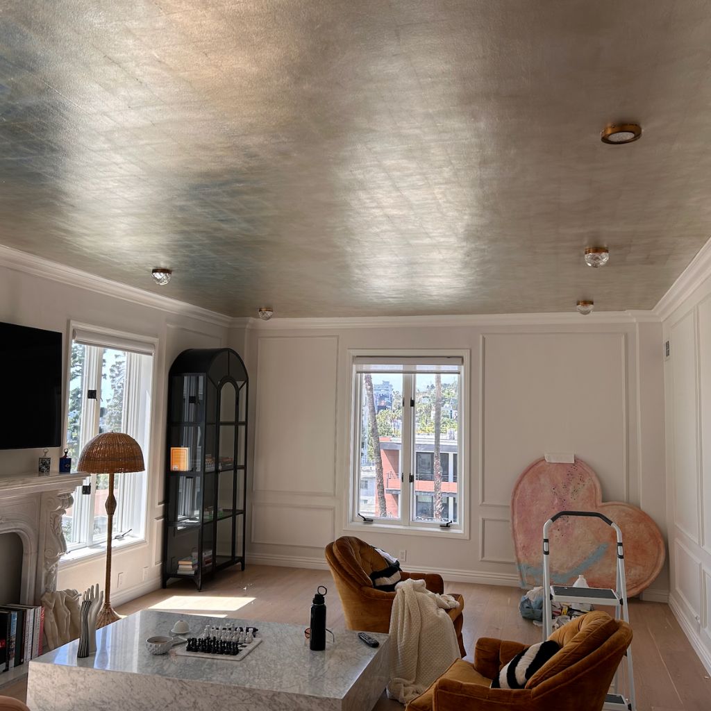 Silver leaf interior project by California Wall Design